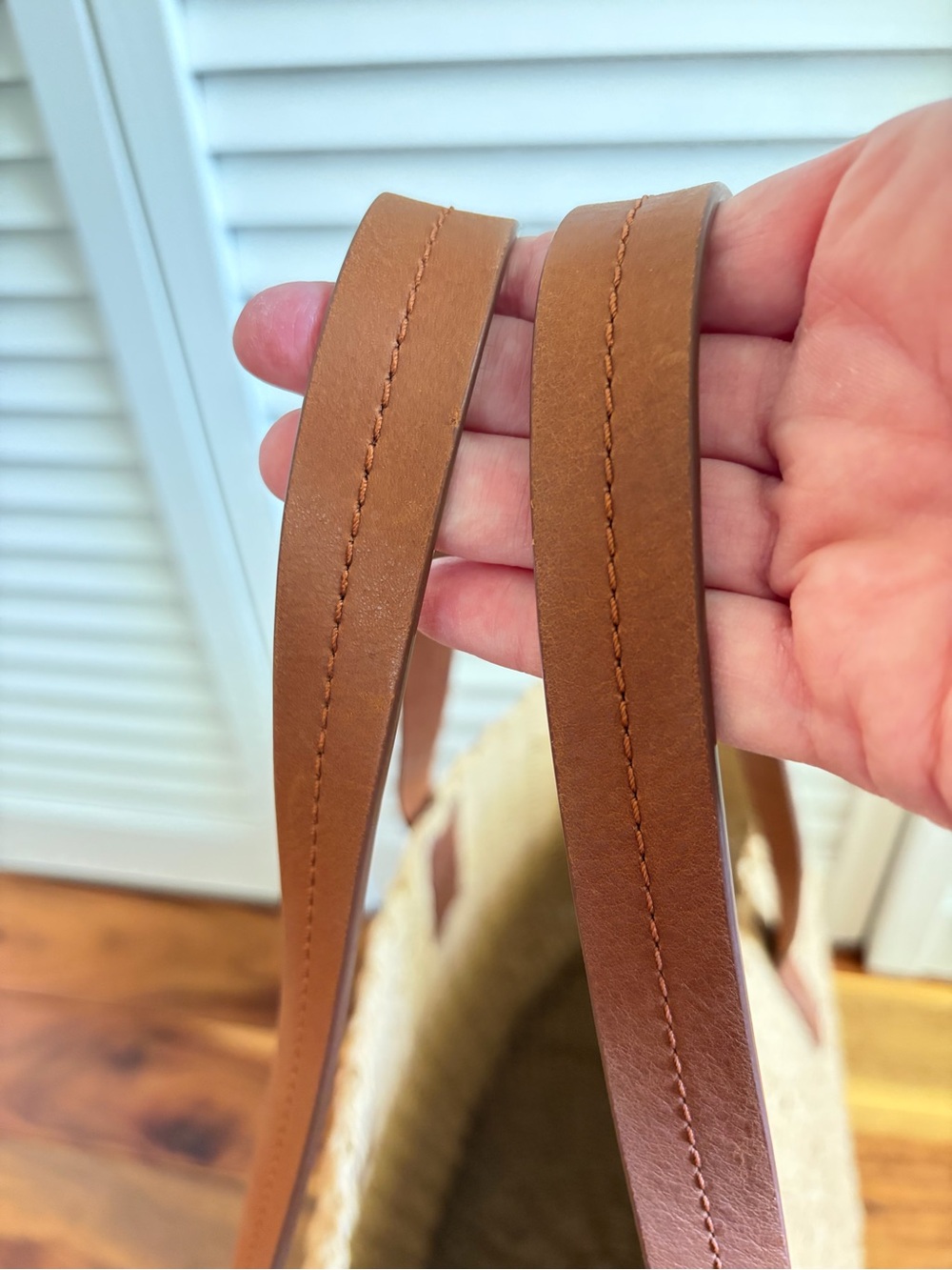 J. Crew Natural Straw Tote with Brown Leather Handles - Picture 8 of 10